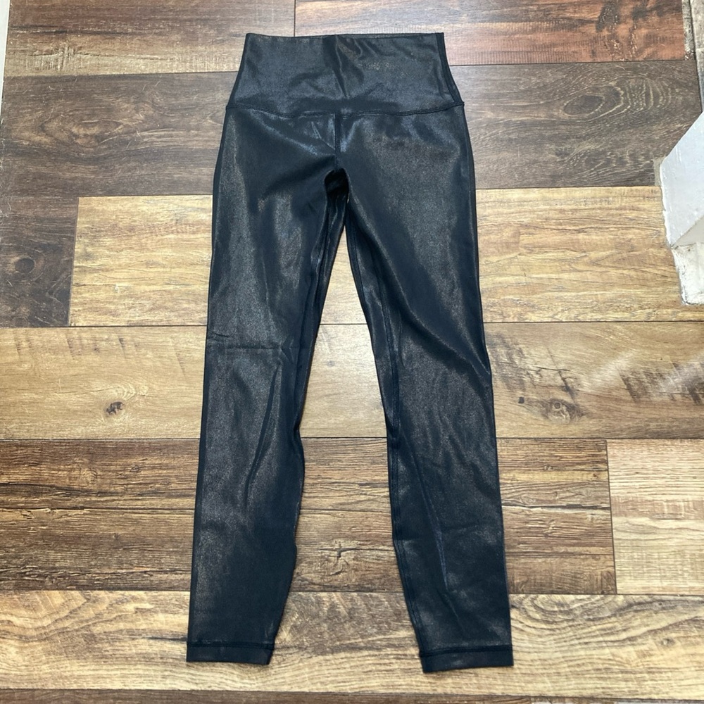 Lululemon Align High Rise Pant 25" Shine Radiate Foil Print Black Size 4